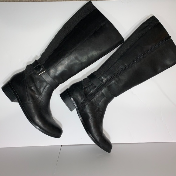 Women's Fashion LEATHER Knee High Riding Boots - 7 - Picture 5 of 7